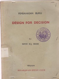 Image of Design For Decision : Pembahasan Buku