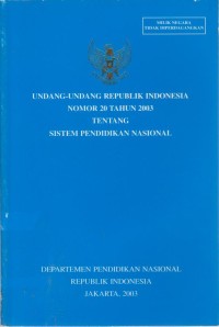 Image of Undang-undang Republik Indonesia Nomor 20 Tahun 2003 Tentang Sistem Pendidikan Nasional
