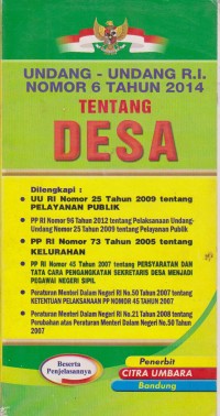 Image of Undang-Undang R.I Nomor 6 Tahun 2014 Tentang Desa